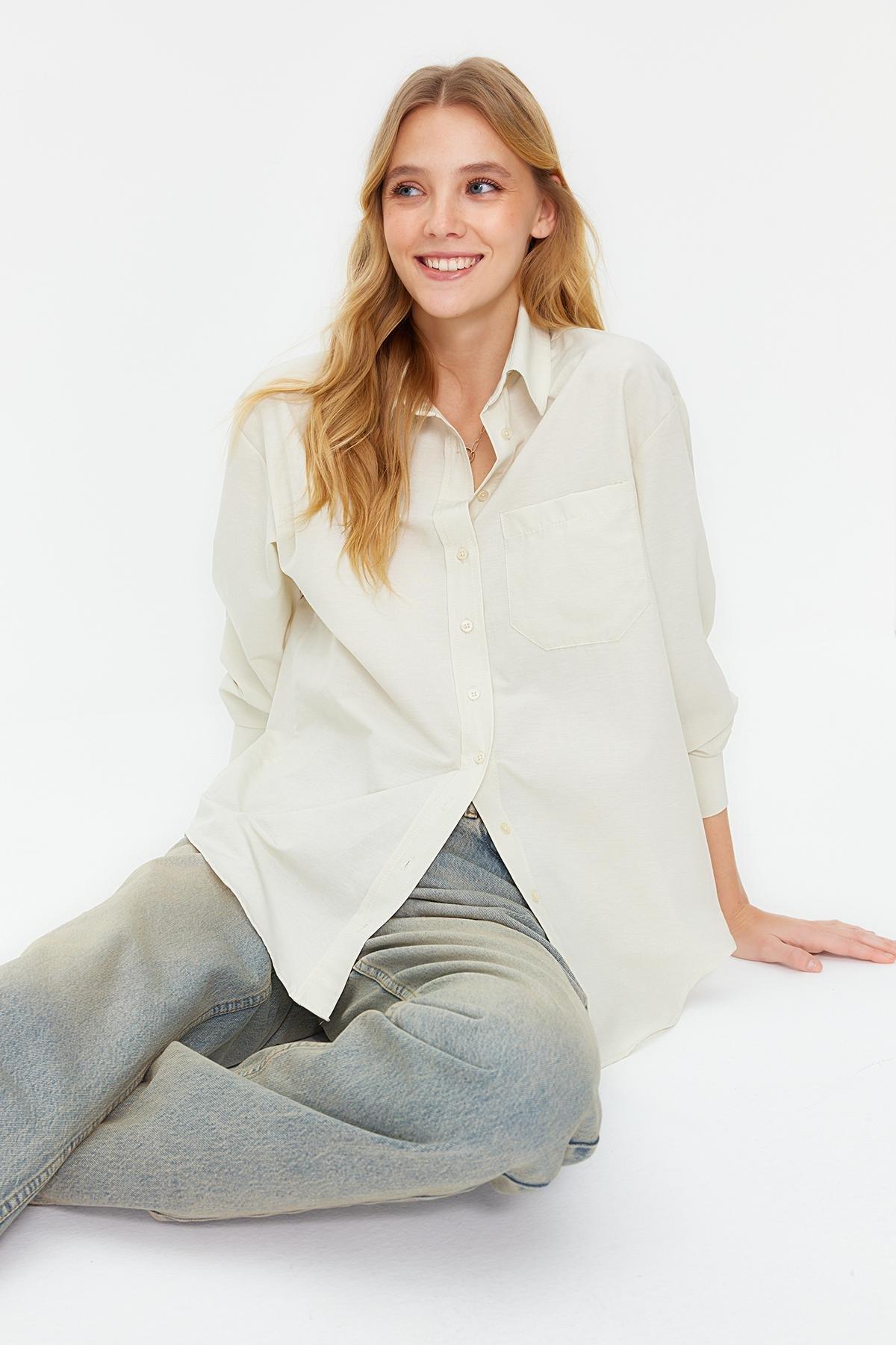 Beige Collared Woven Shirt, , large image number 2