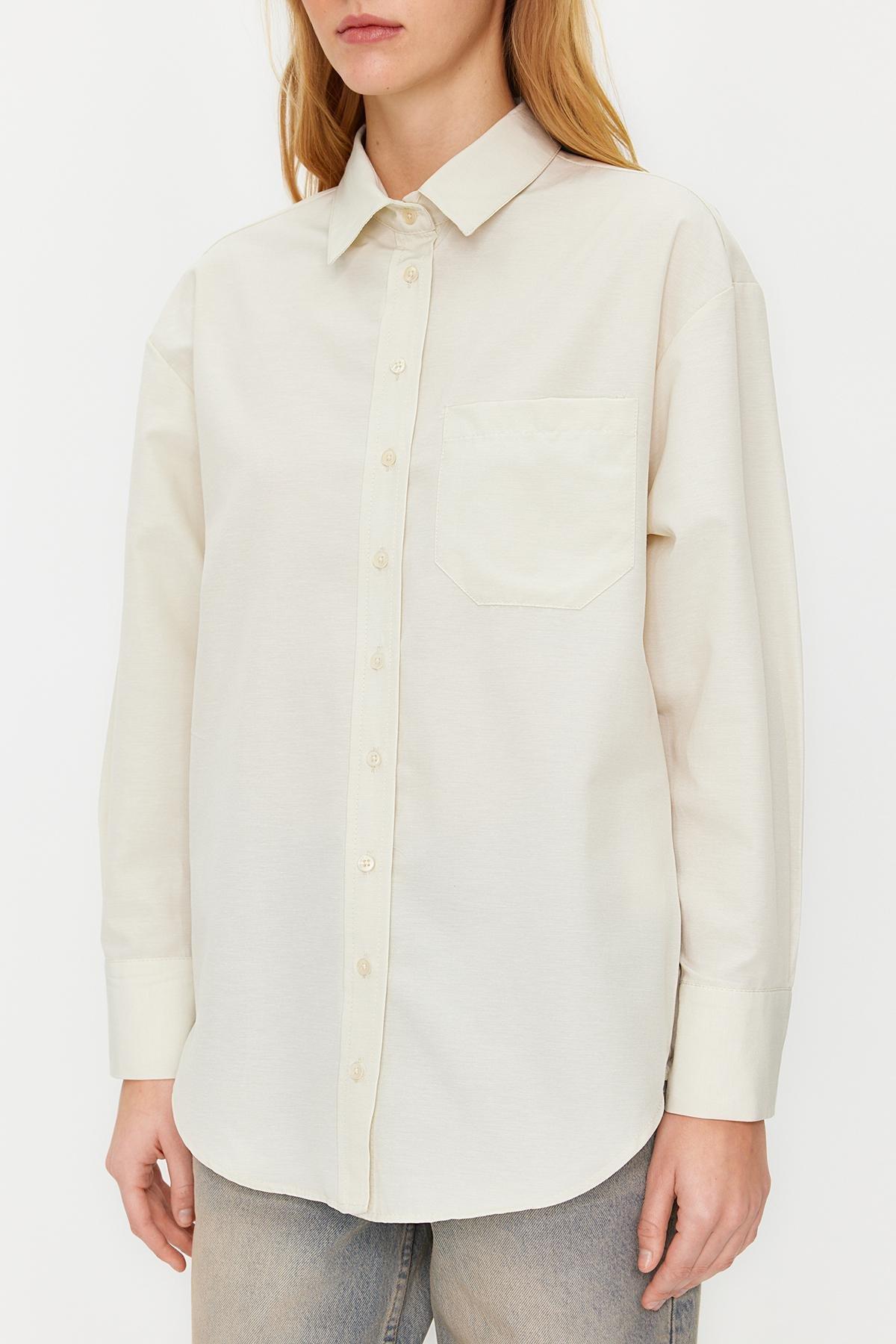 Beige Collared Woven Shirt, , large image number 3