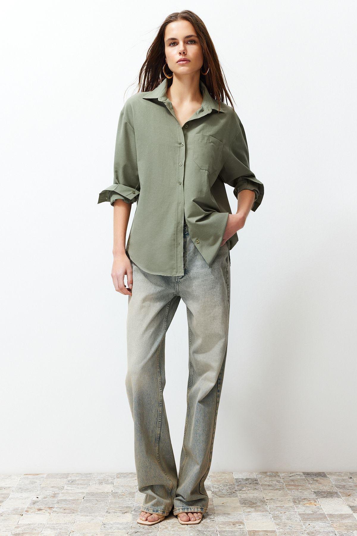 Khaki Plain Button Down Shirt, , large image number 0