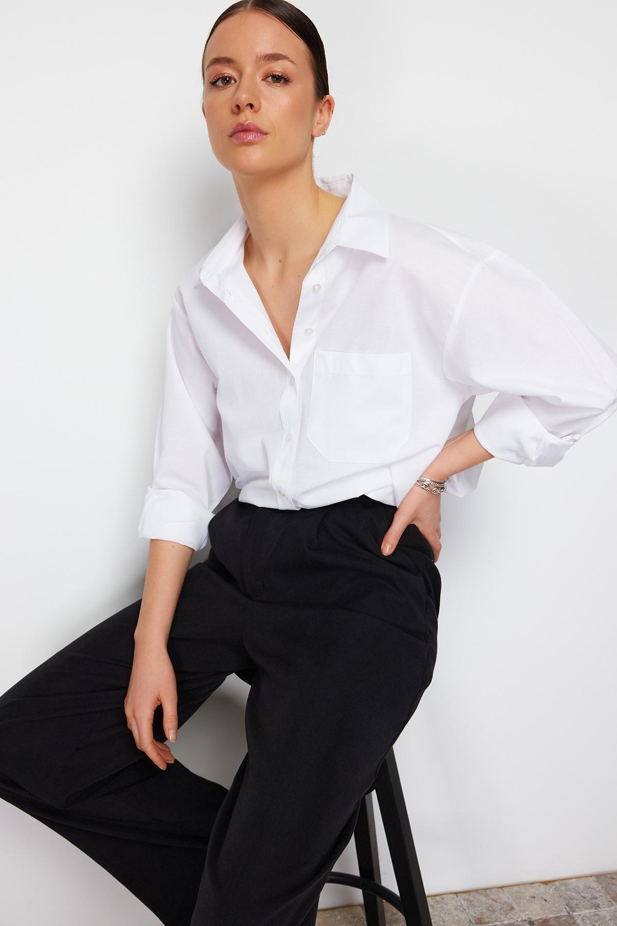 White Oversize Shirt, White, large image number 0