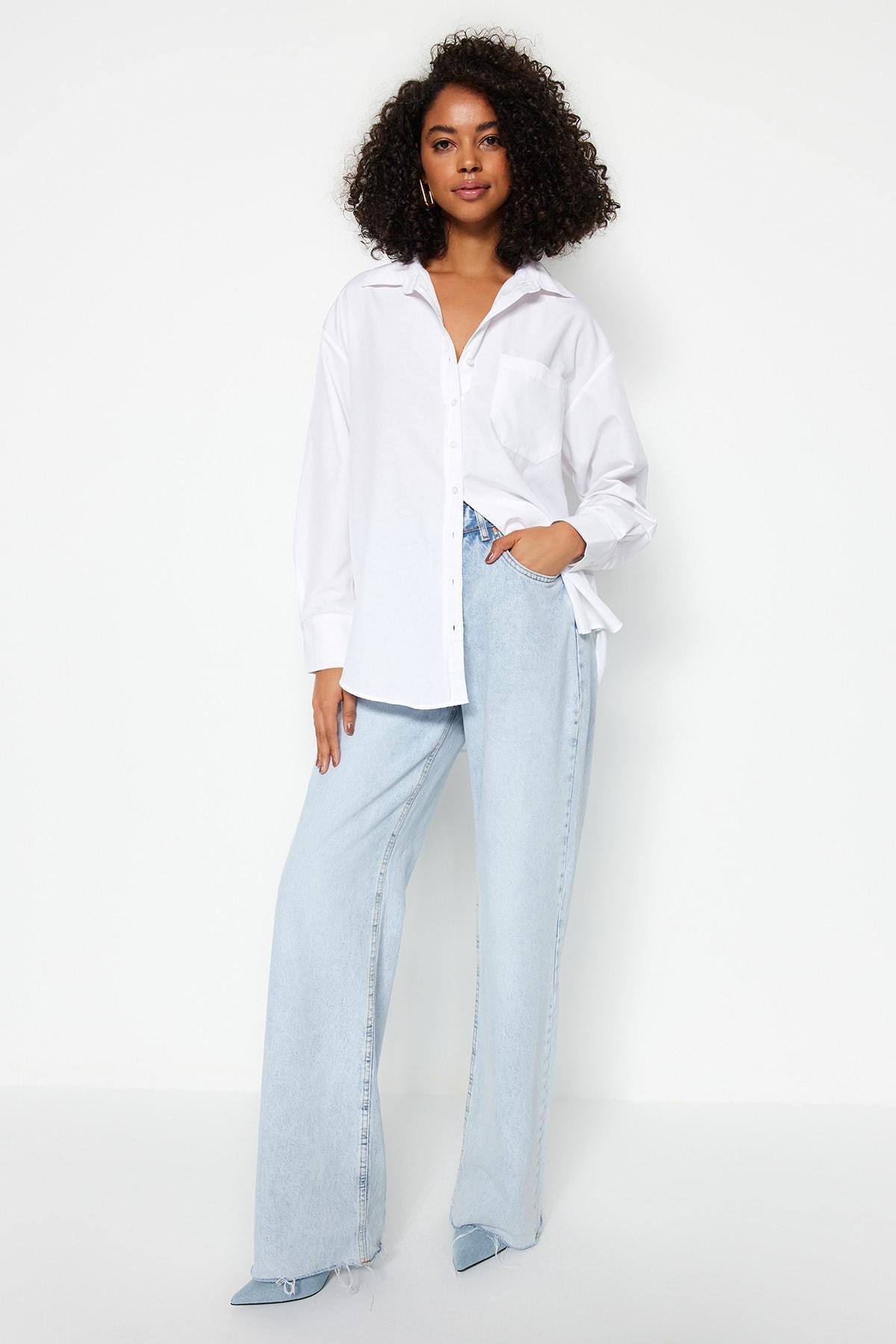White Oversize Shirt, White, large image number 4