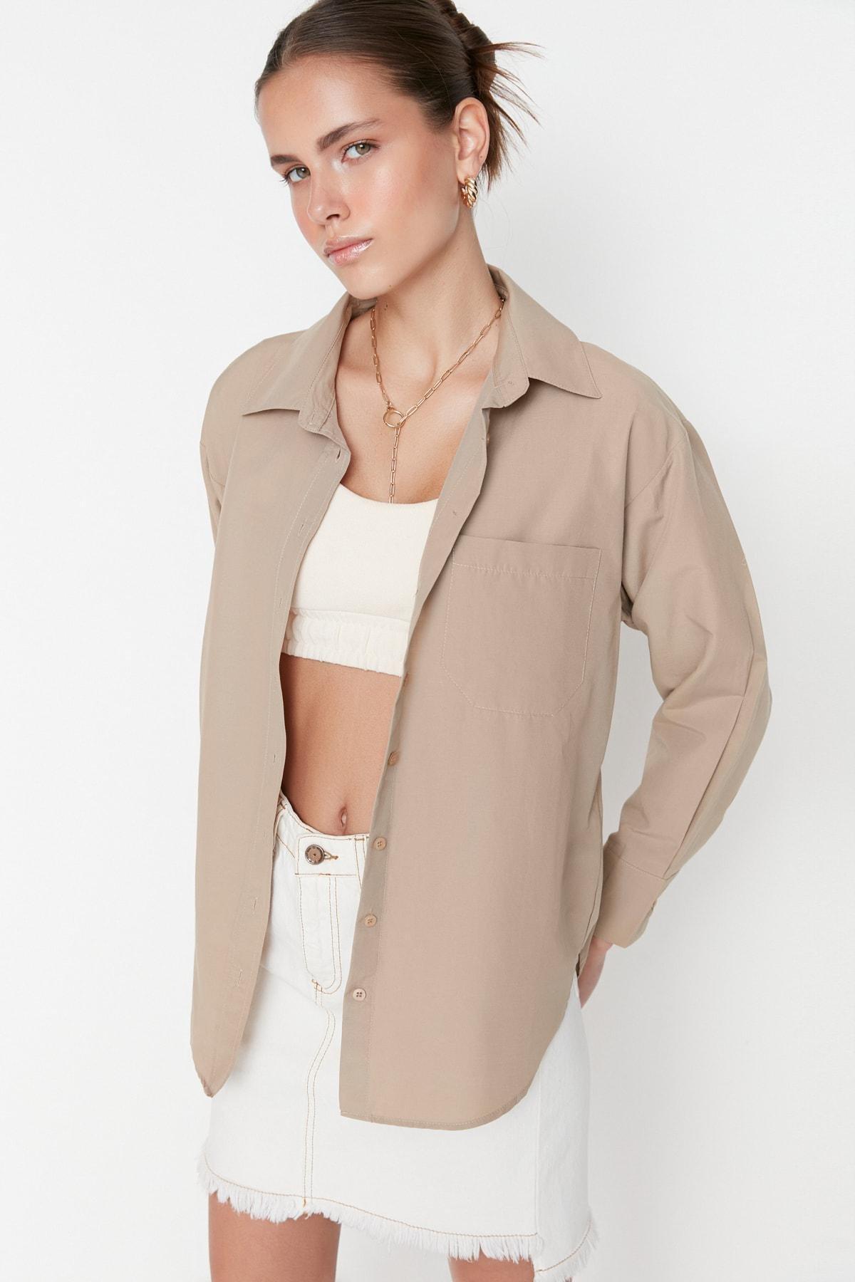 Brown Oversized Collar Shirt, , large image number 6