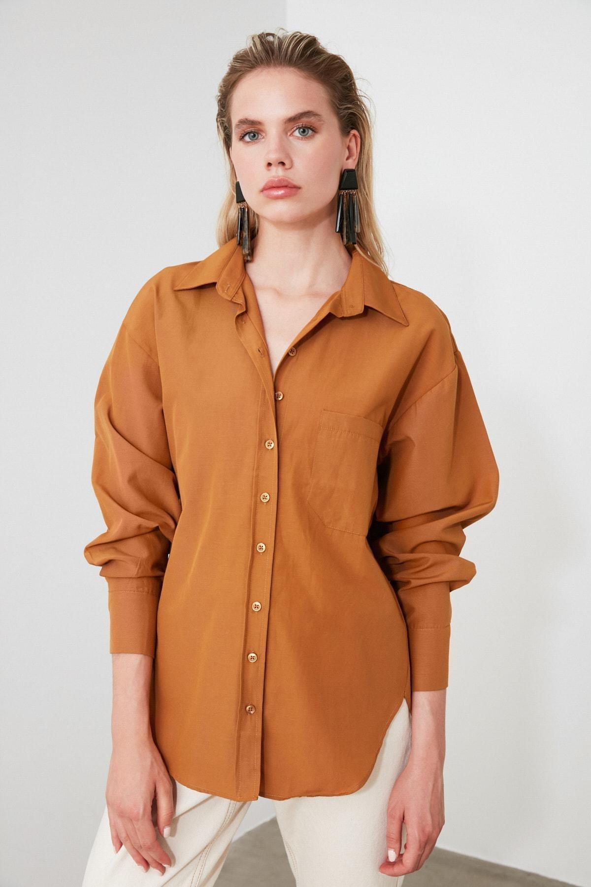 Brown Oversized Collar Shirt, , large image number 7