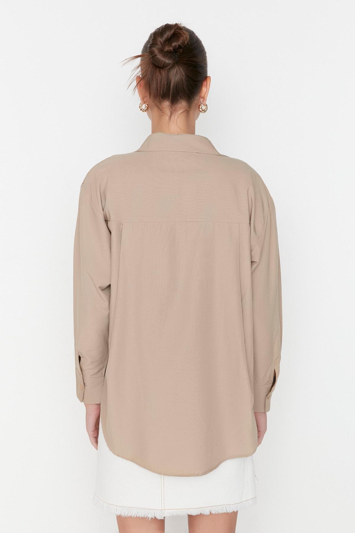 Brown Oversized Collar Shirt, , large image number 11