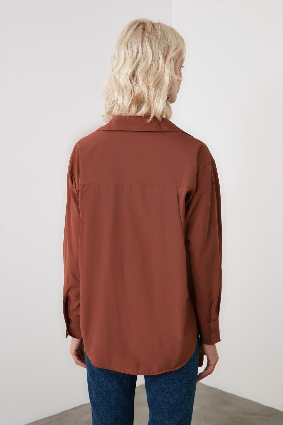 Brown Oversized Collar Shirt, , large image number 14