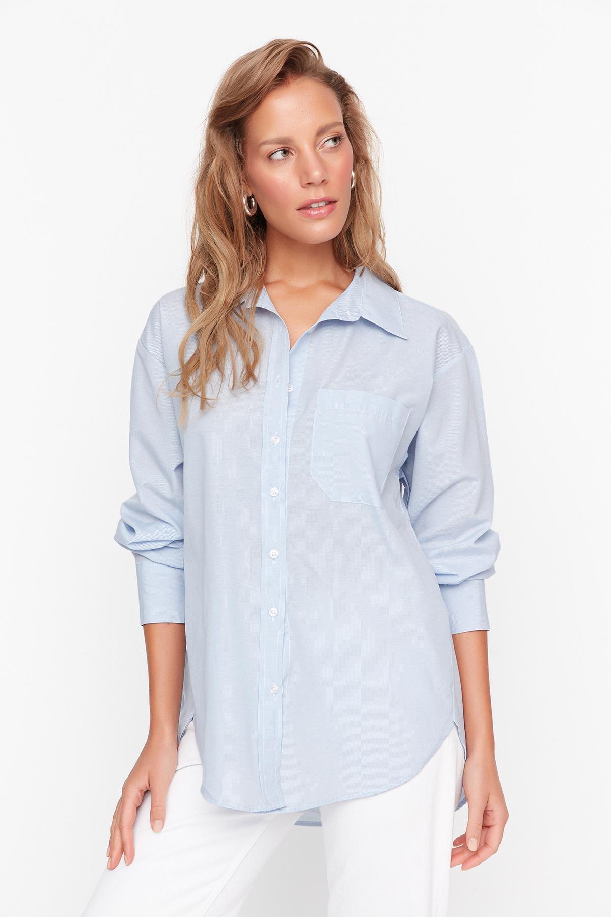 Navy Oversized Collar Shirt, , large image number 3