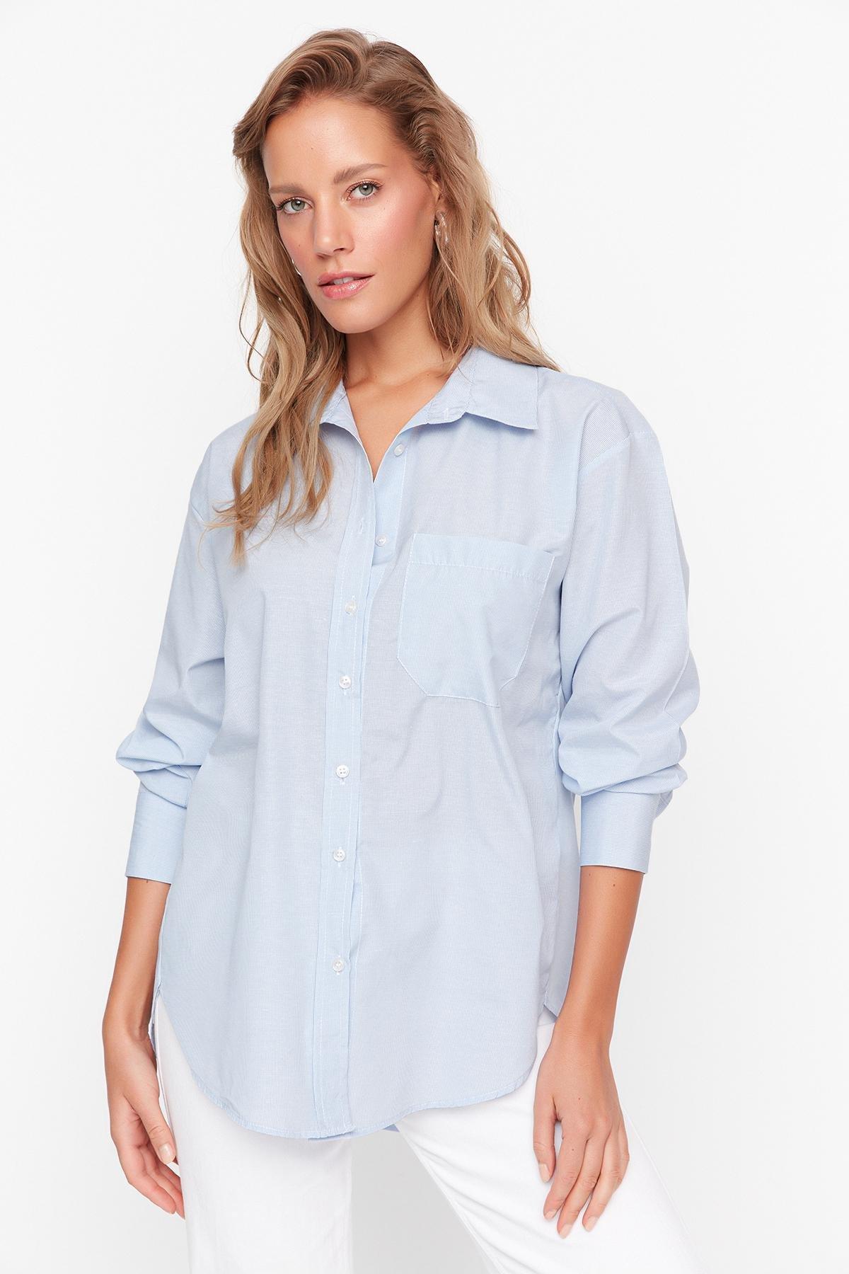 Navy Oversized Collar Shirt, , large image number 7
