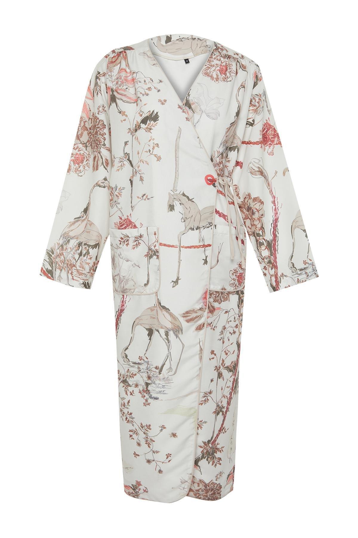 Beige Patterned Double Breasted Co-Ord Set, , large image number 6