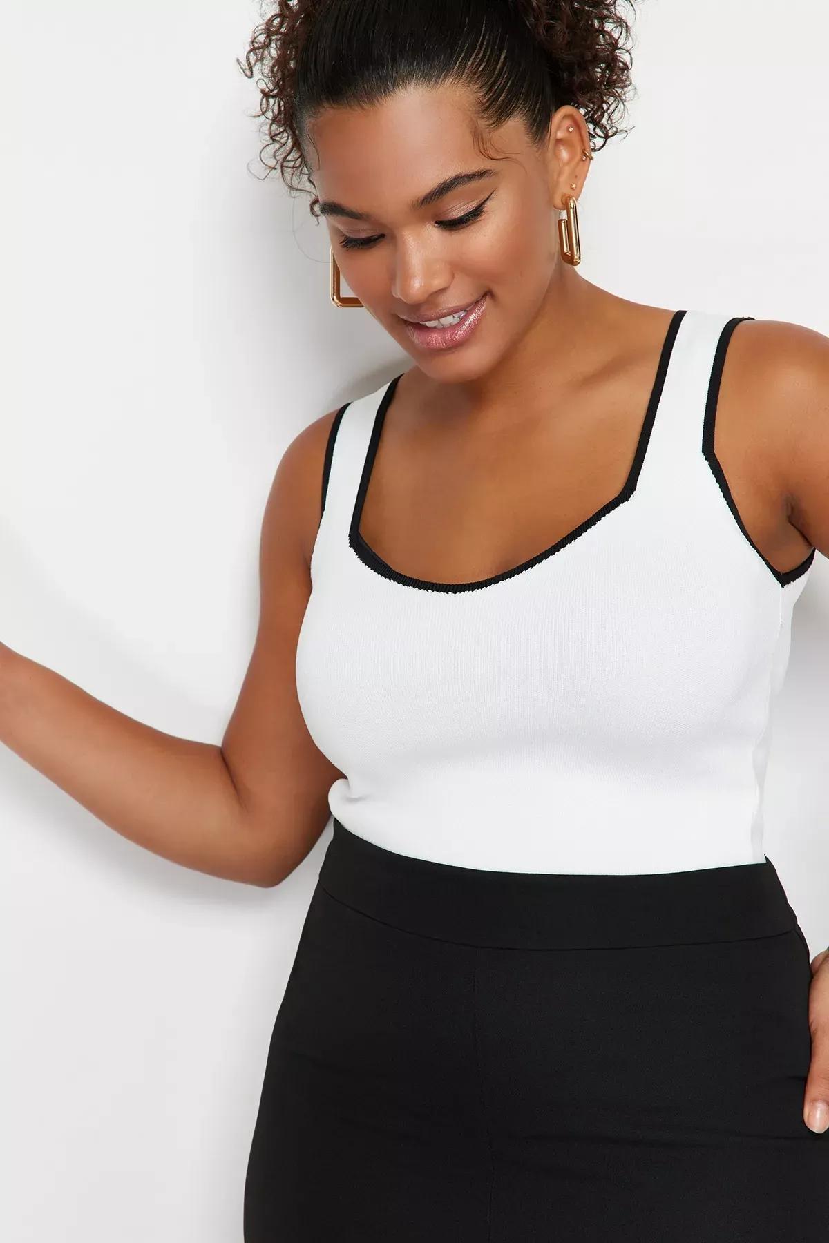 Ecru Bodycon Knitwear Blouse TBBSS24AF00052, Ecru, large image number 2