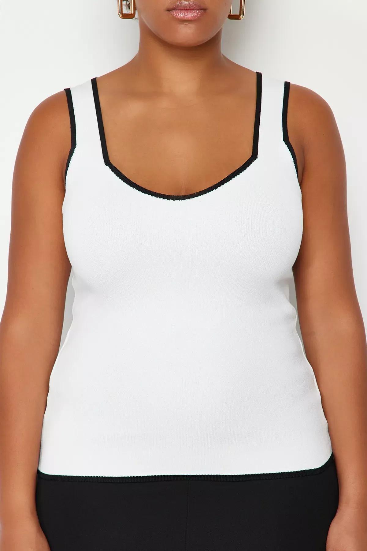 Ecru Bodycon Knitwear Blouse TBBSS24AF00052, Ecru, large image number 3