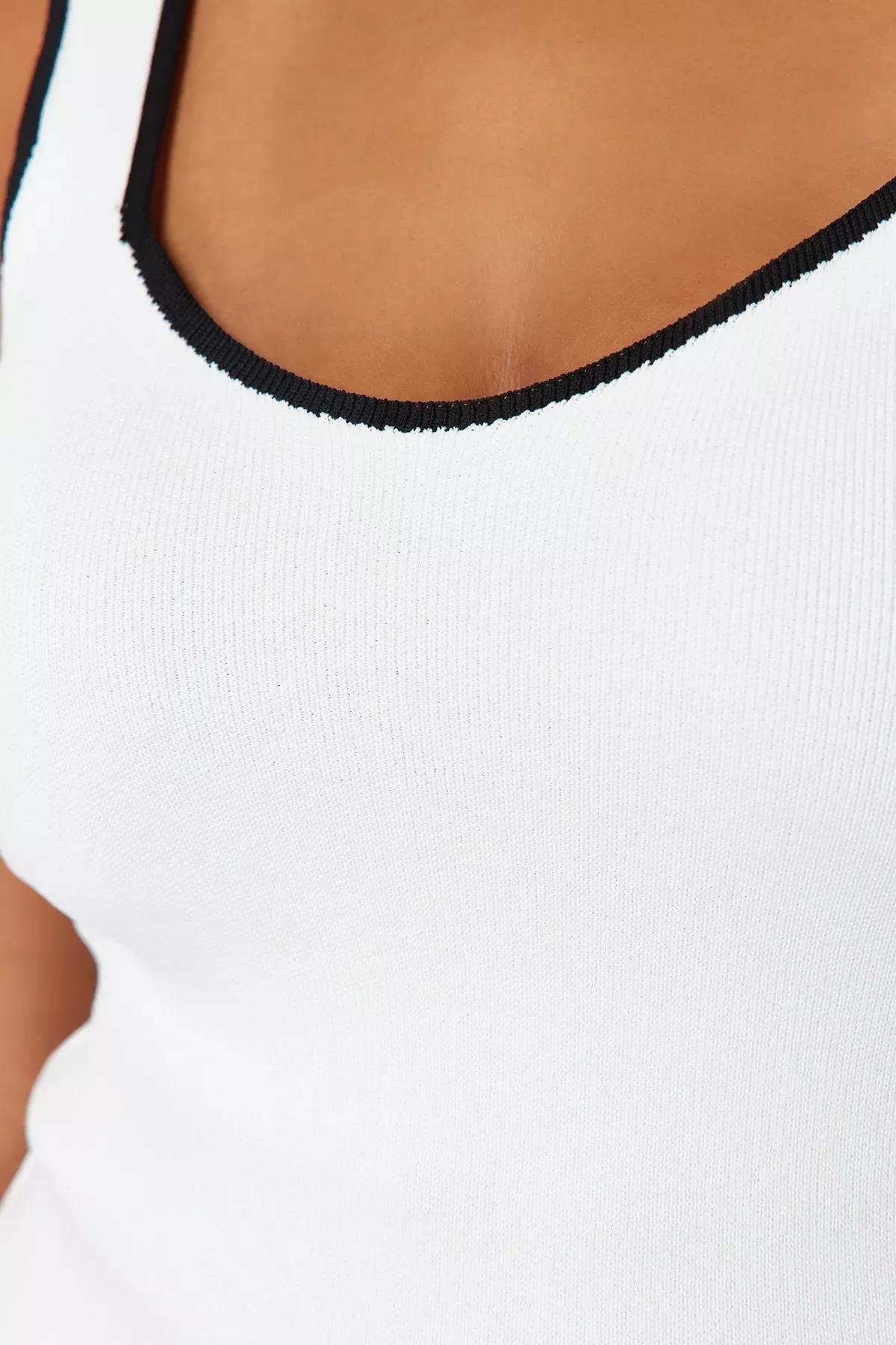 Ecru Bodycon Knitwear Blouse TBBSS24AF00052, Ecru, large image number 4