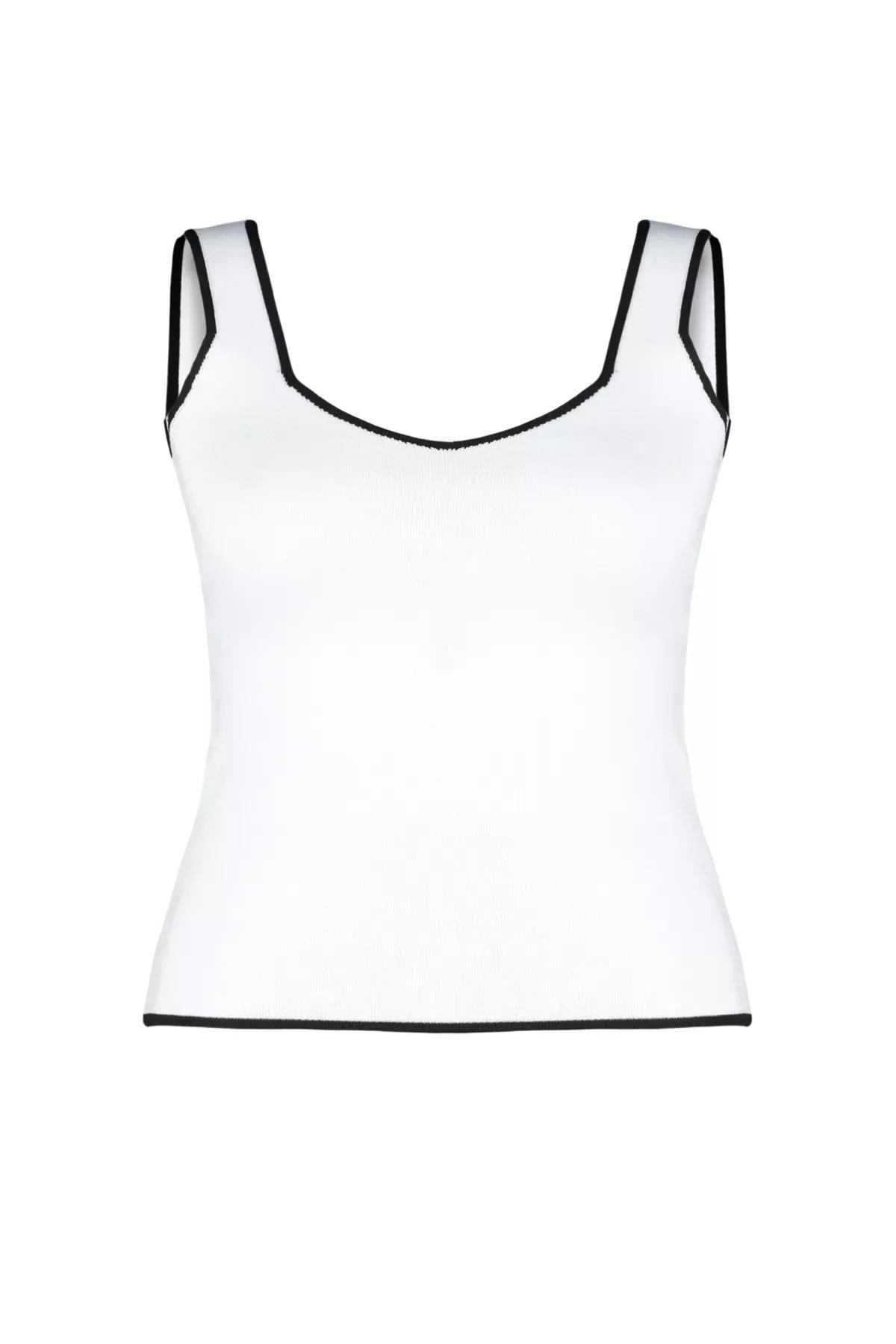 Ecru Bodycon Knitwear Blouse TBBSS24AF00052, Ecru, large image number 5