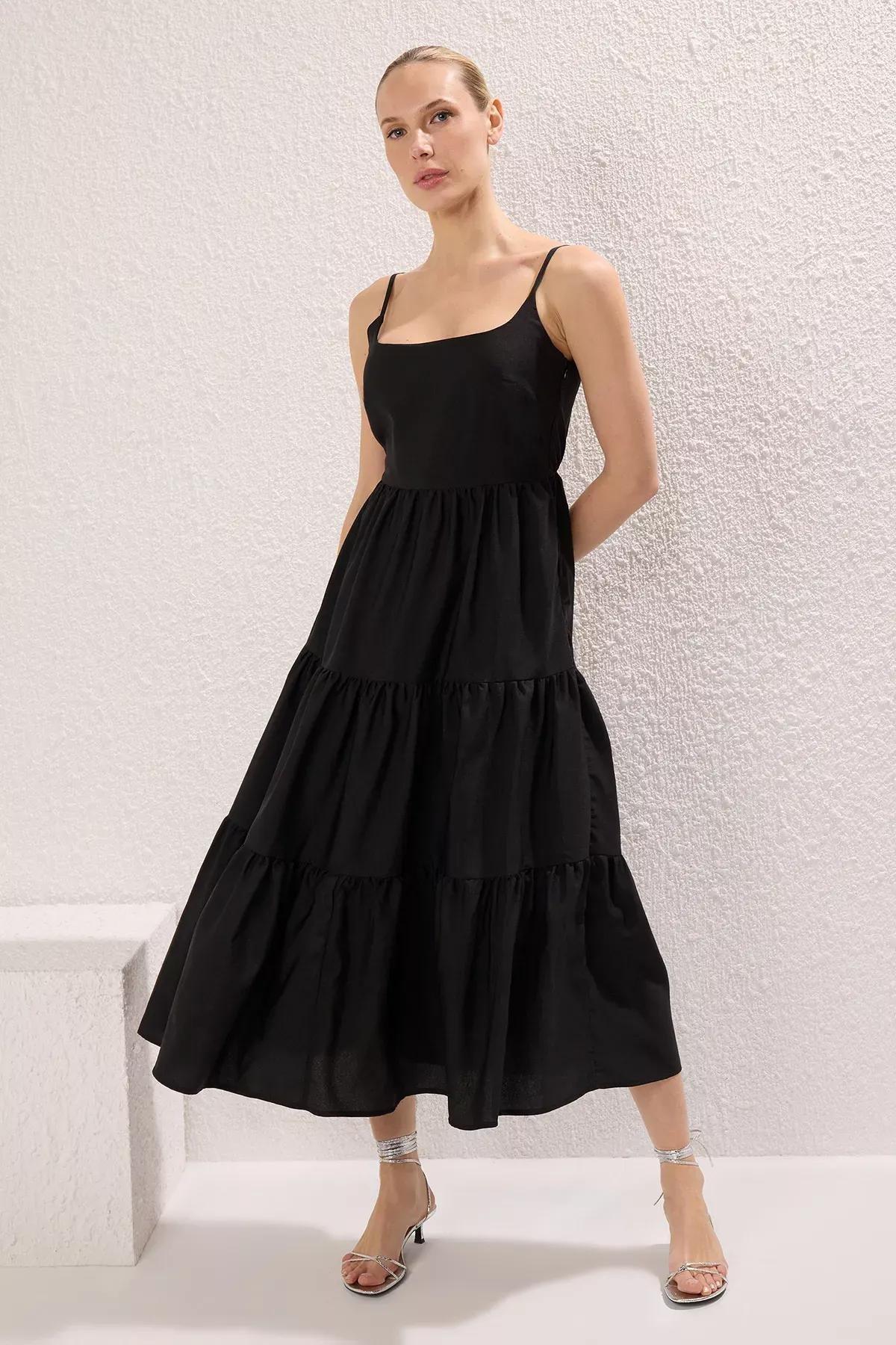 Black Maxi Dress Open Waist Skirt, , large image number 0