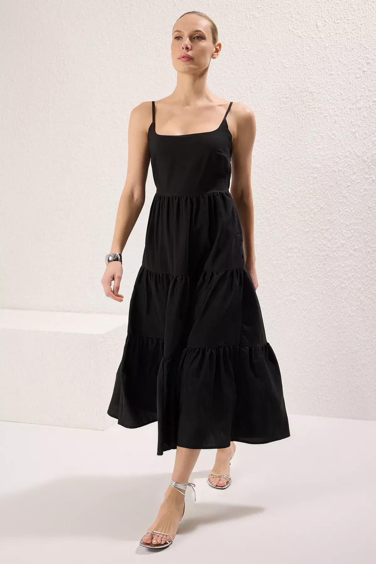 Black Maxi Dress Open Waist Skirt, , large image number 1