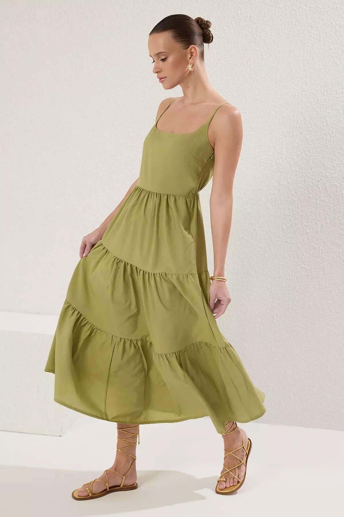 Green Blend Maxi Dress, OIL GREEN, large image number 0