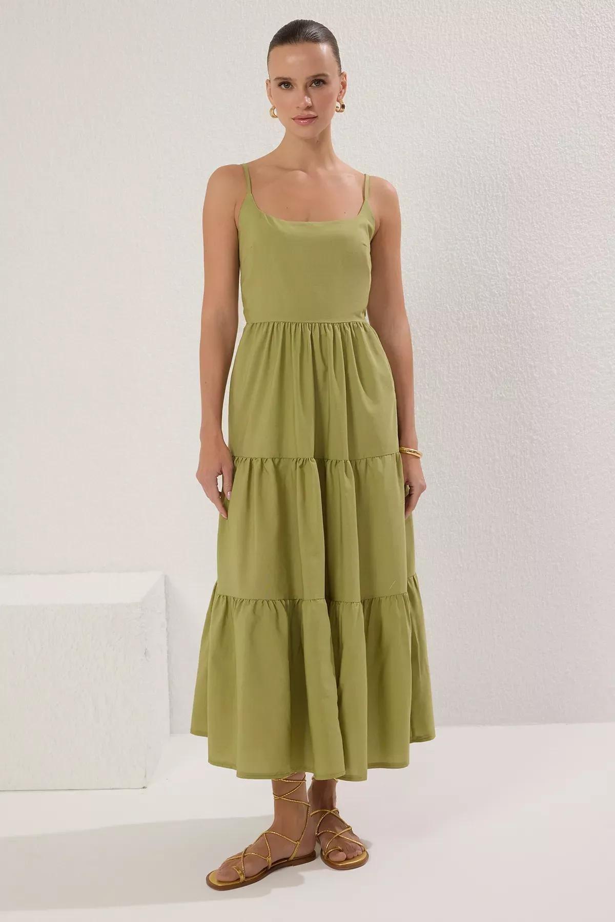 Green Blend Maxi Dress, OIL GREEN, large image number 1