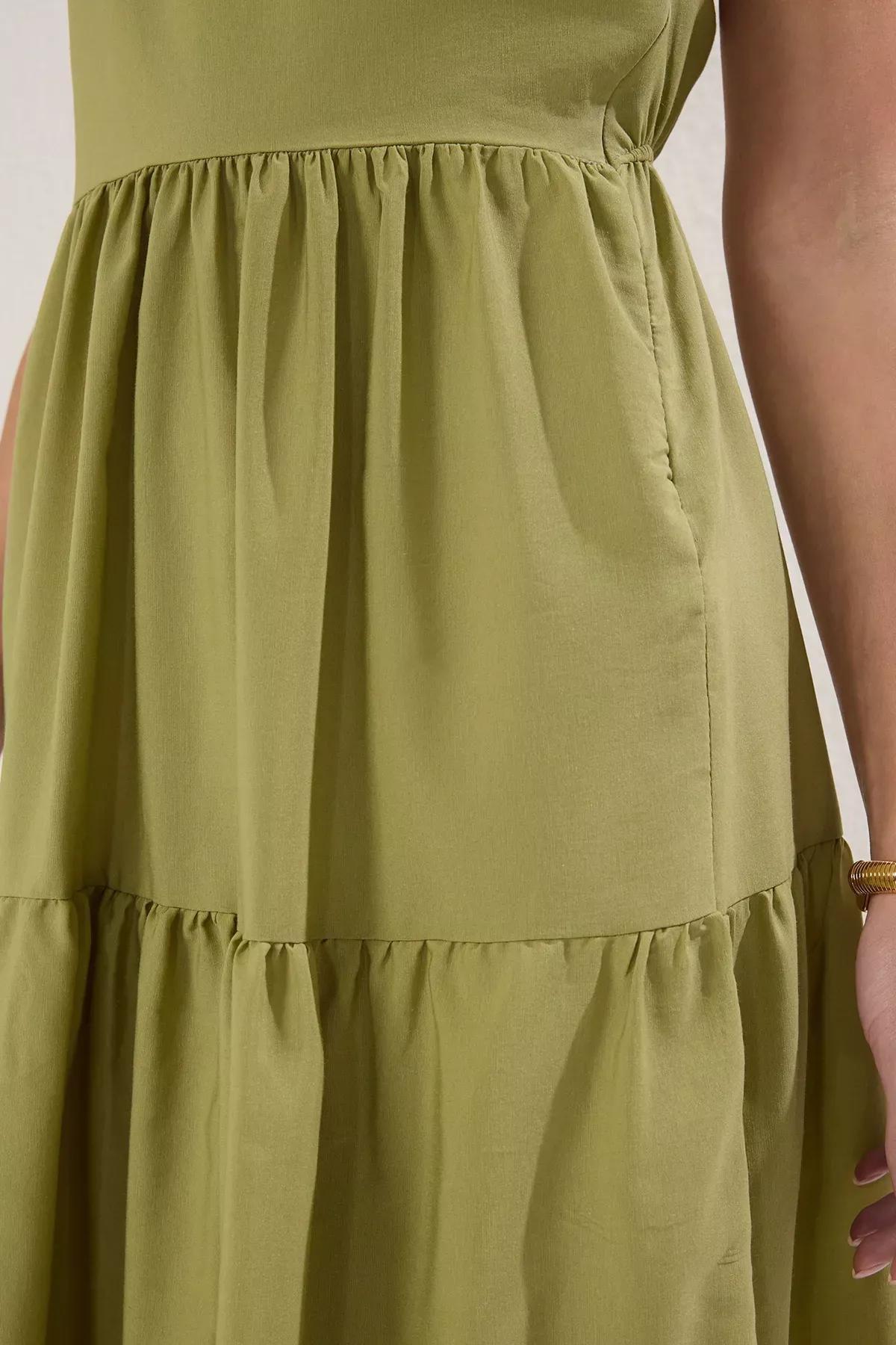 Green Blend Maxi Dress, OIL GREEN, large image number 2