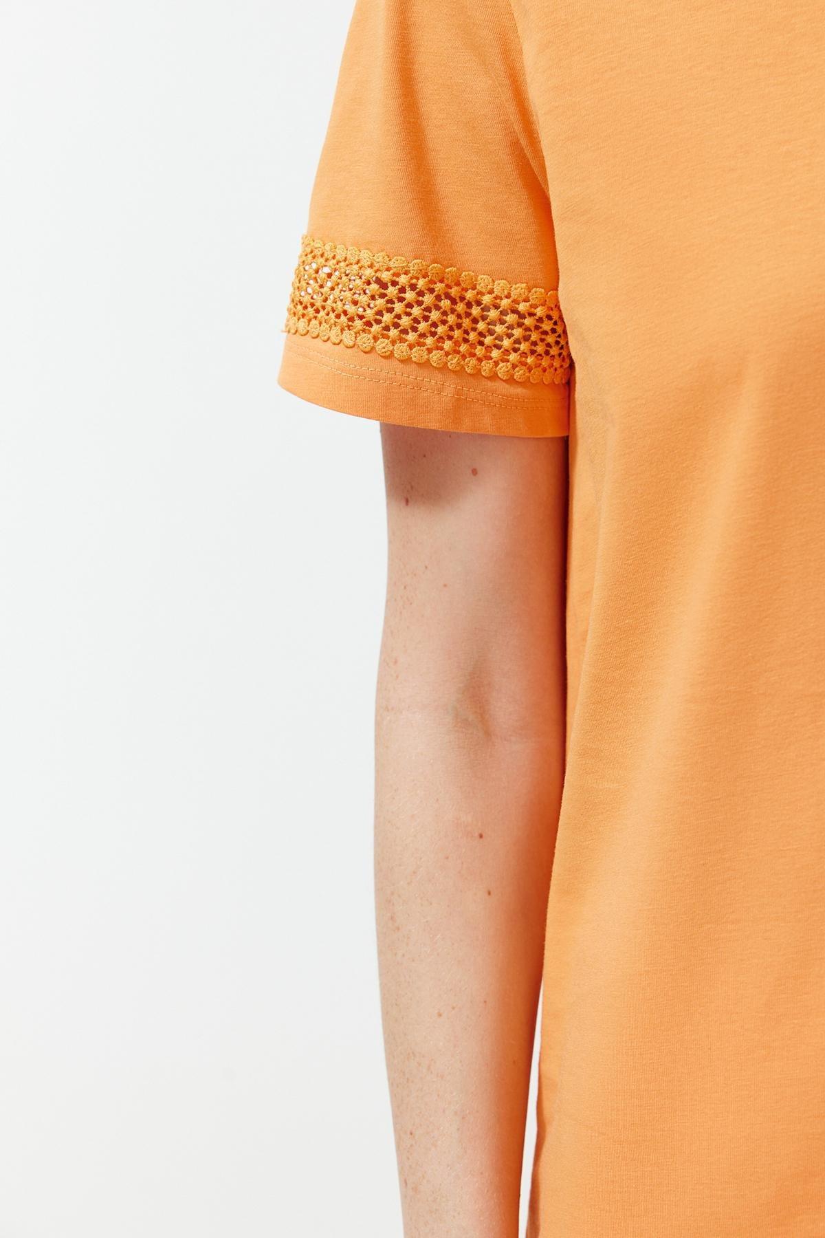 Orange Accessory Detailed Basic/Regular Pattern Knitted T-Shirt TWOSS24TS00048, , large image number 2