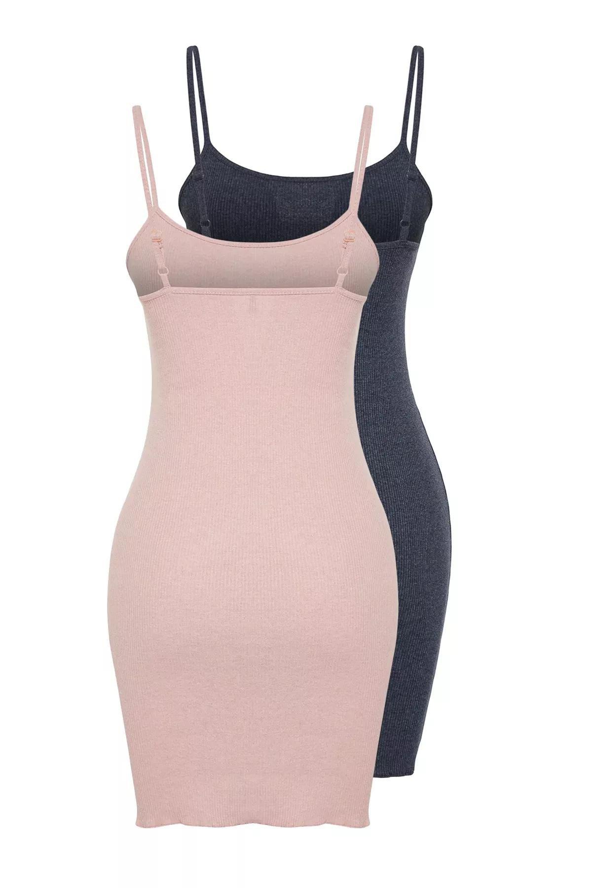 Grey Pink 2-Pack Ribbed NightDress, , large image number 7