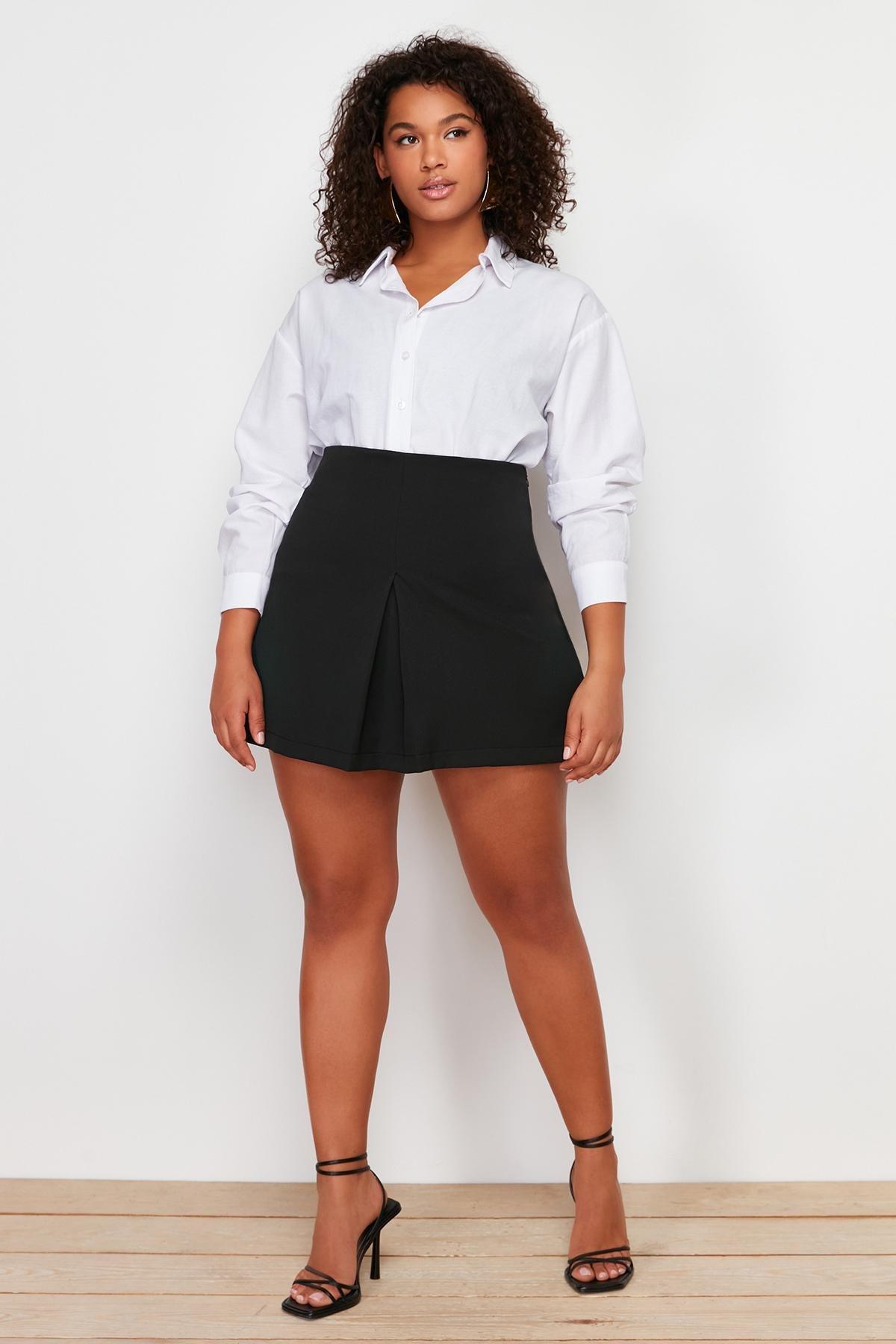Black Detailed Short Skirt, , large image number 1