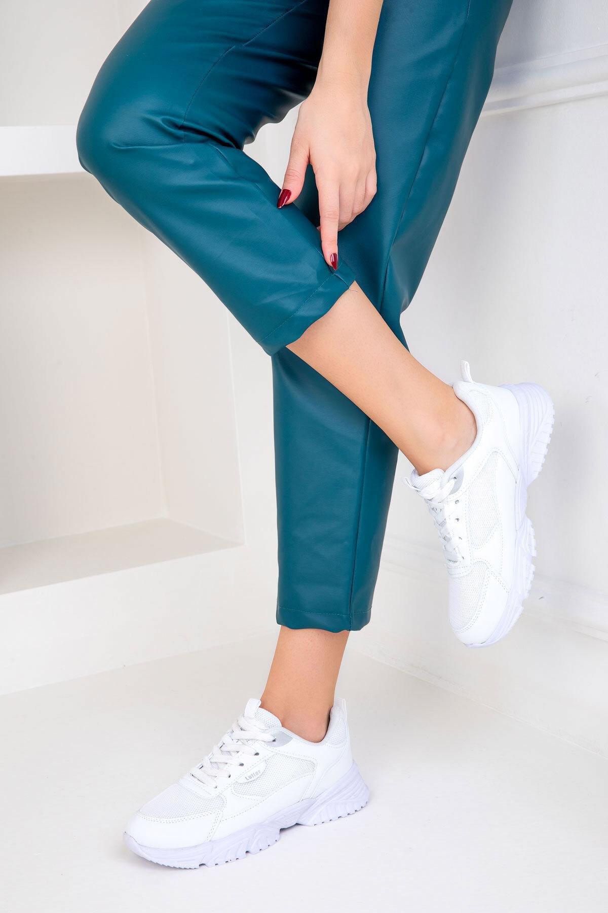 White Chunky Lace Up Sneaker, , large image number 1