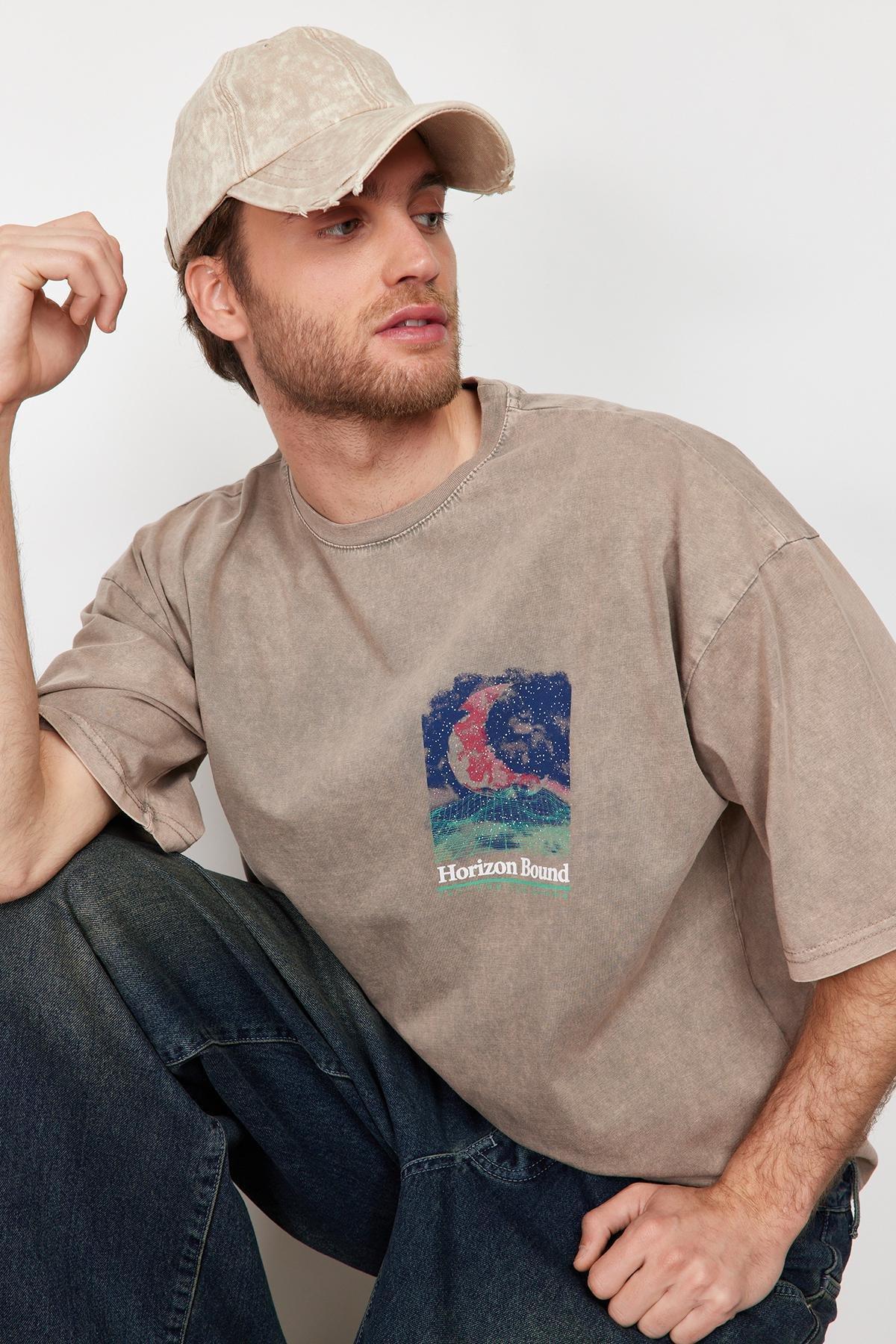 Red Knitted Oversized Cotton T-Shirt, , large image number 1