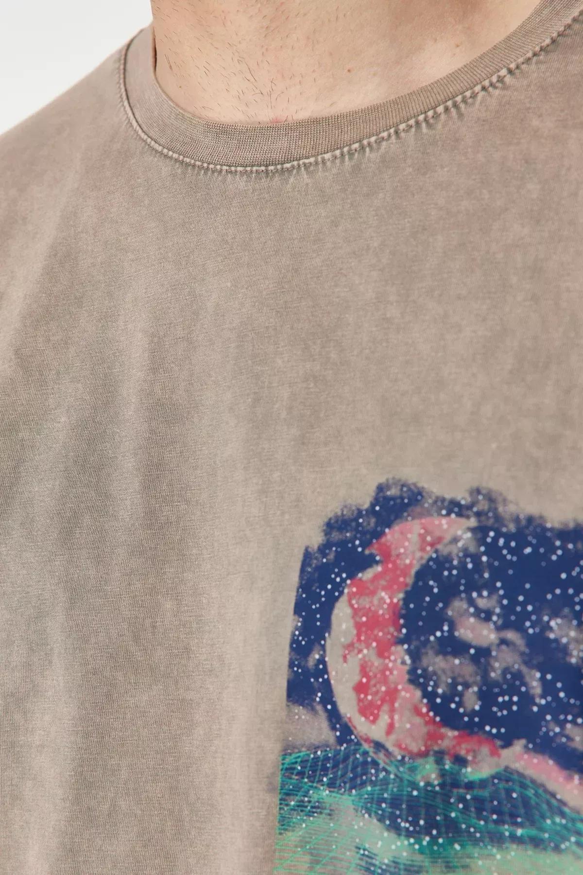 Red Knitted Oversized Cotton T-Shirt, Mink, large image number 4