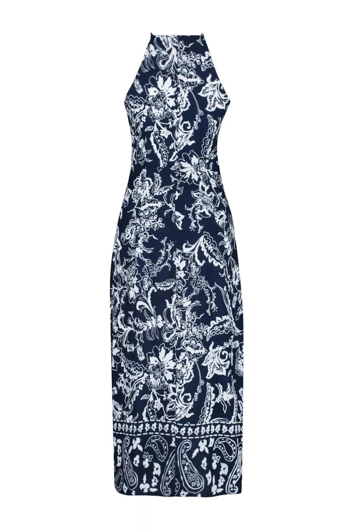 Blue Floral Maxi Dress, Navy blue, large image number 6