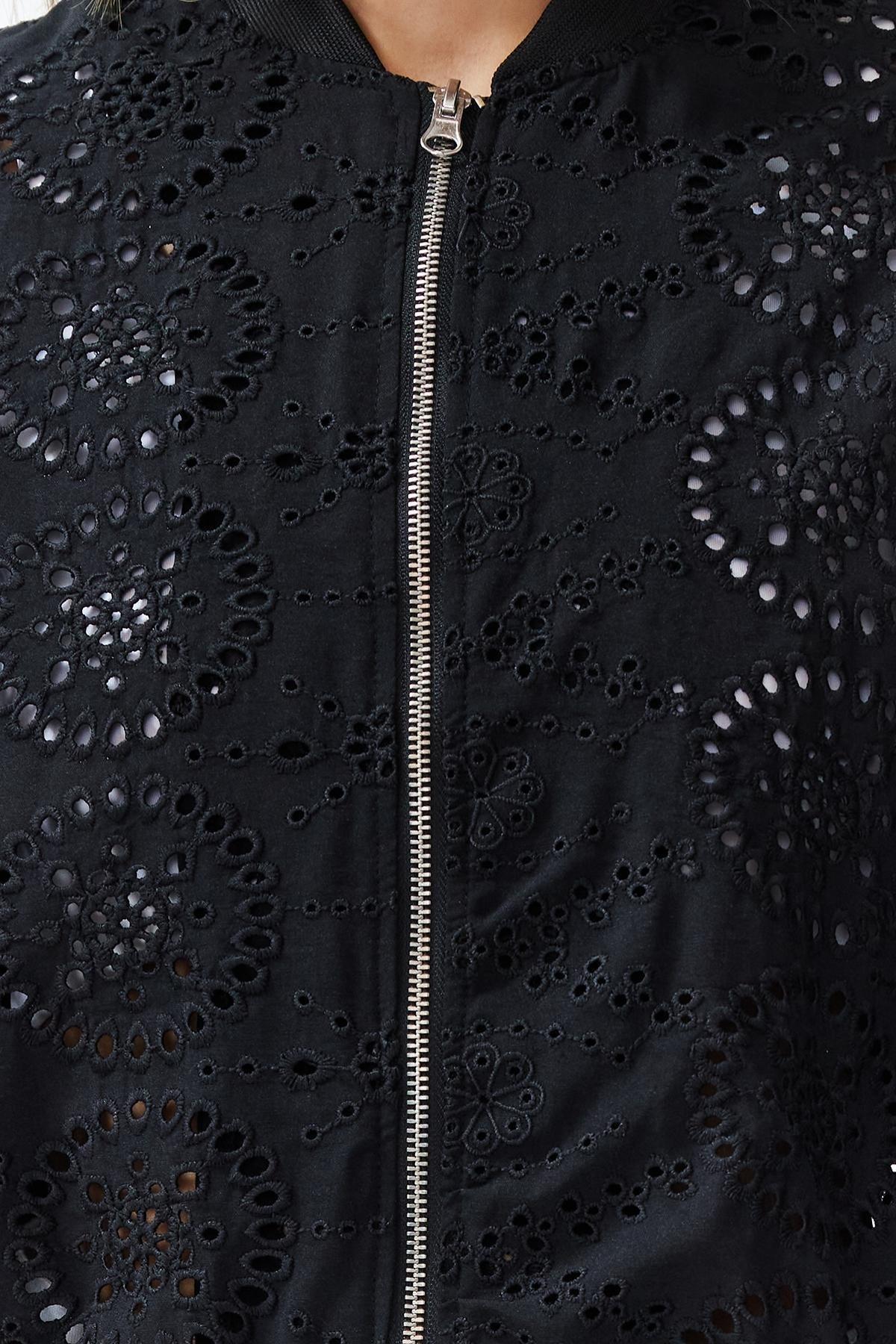 Black Oversize Molded Embroidered Thin Bomber Jacket TWOSS24MO00061, single, , large image number 3