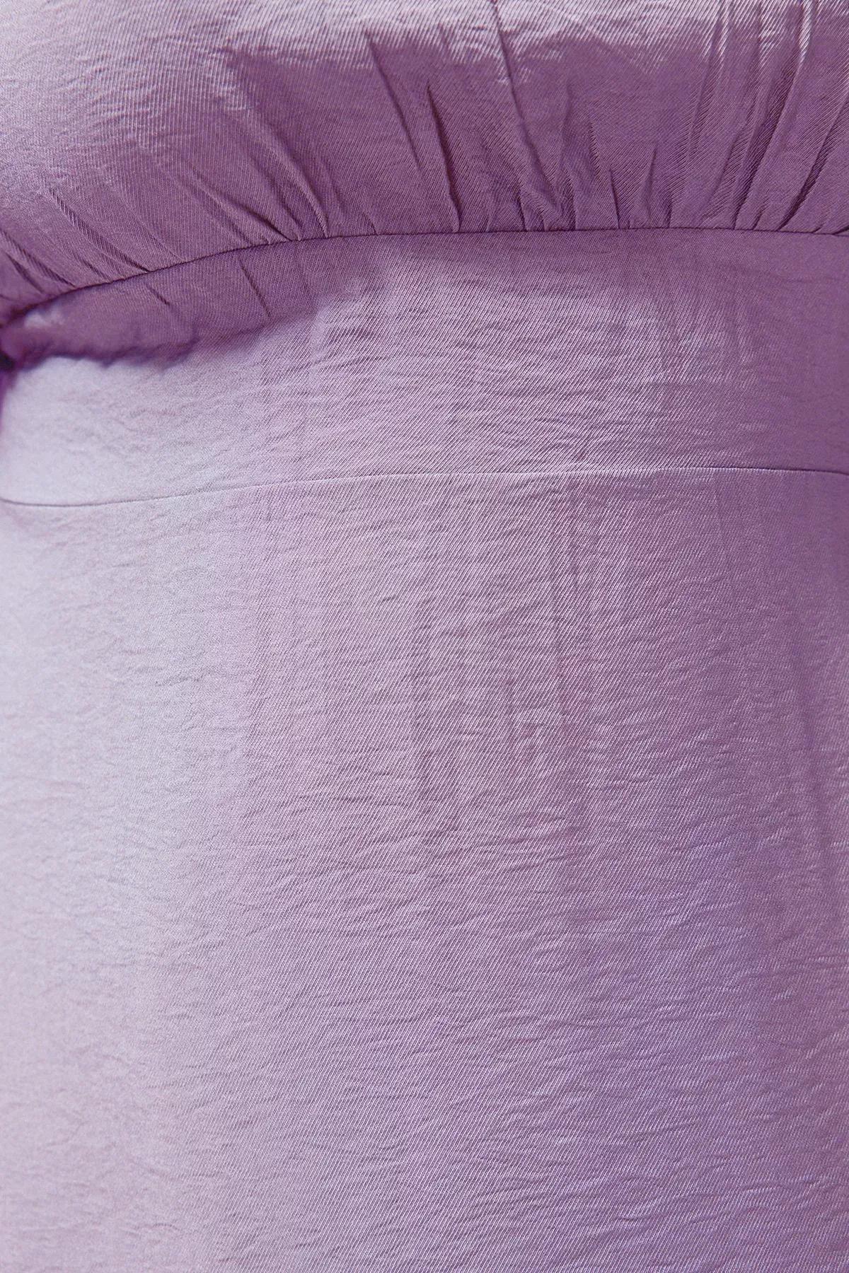 Purple Square Neck Frill Dress, Lilac, large image number 1