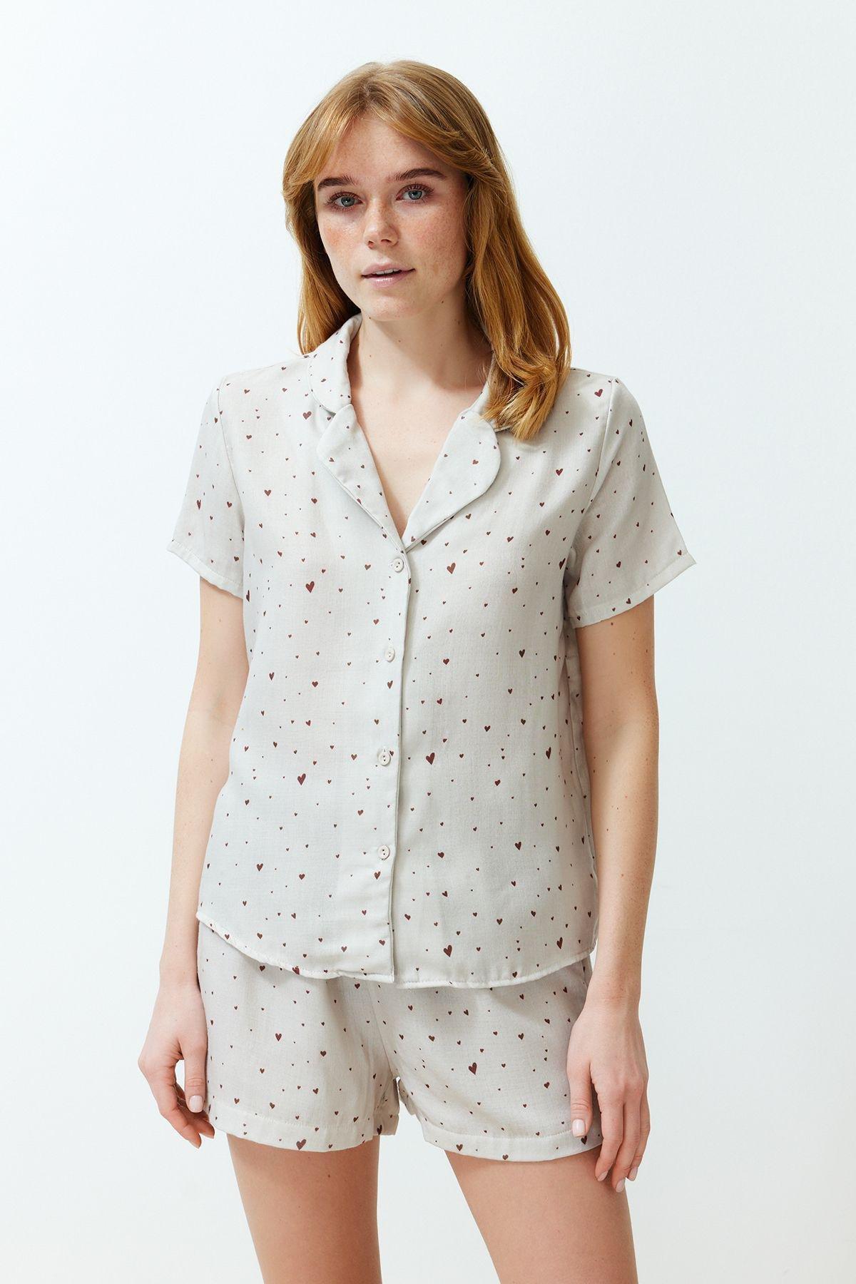 Ecru Patterned Muslin Woven Pyjamas Set, , large image number 3