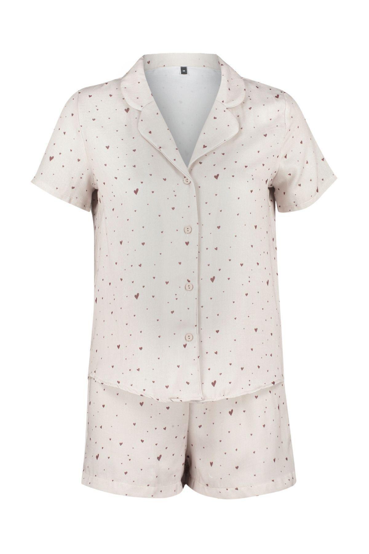 Ecru Patterned Muslin Woven Pyjamas Set, , large image number 8