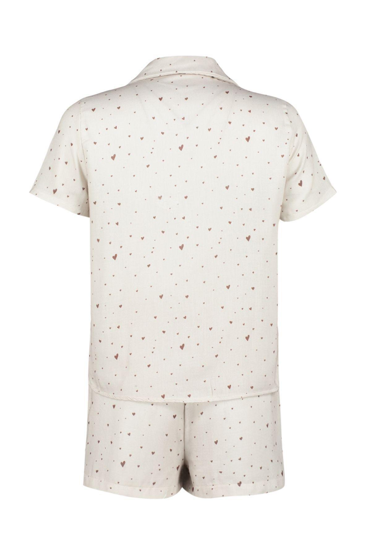 Ecru Patterned Muslin Woven Pyjamas Set, , large image number 9