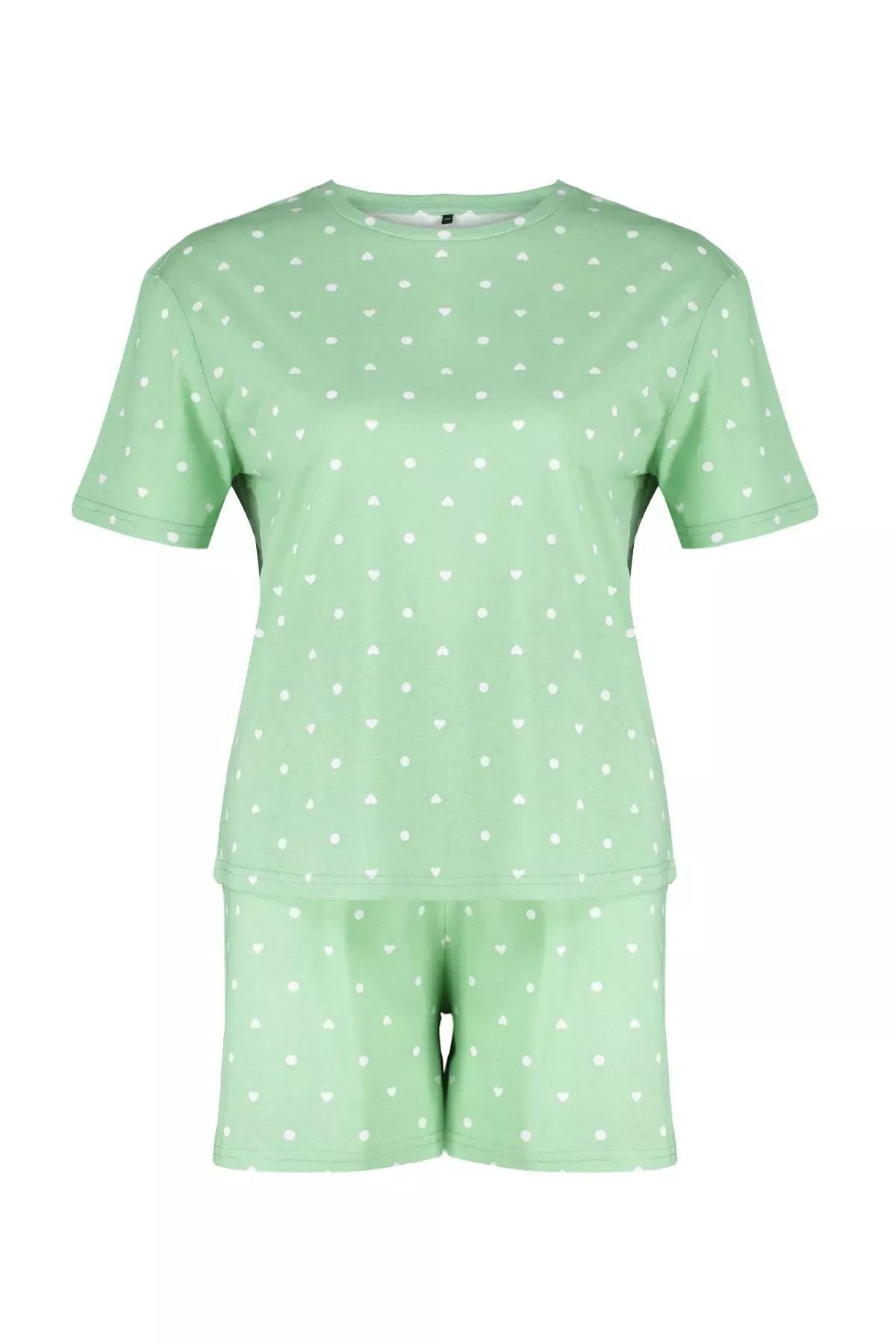Green Heart Knit Pajamas, Mint, large image number 6
