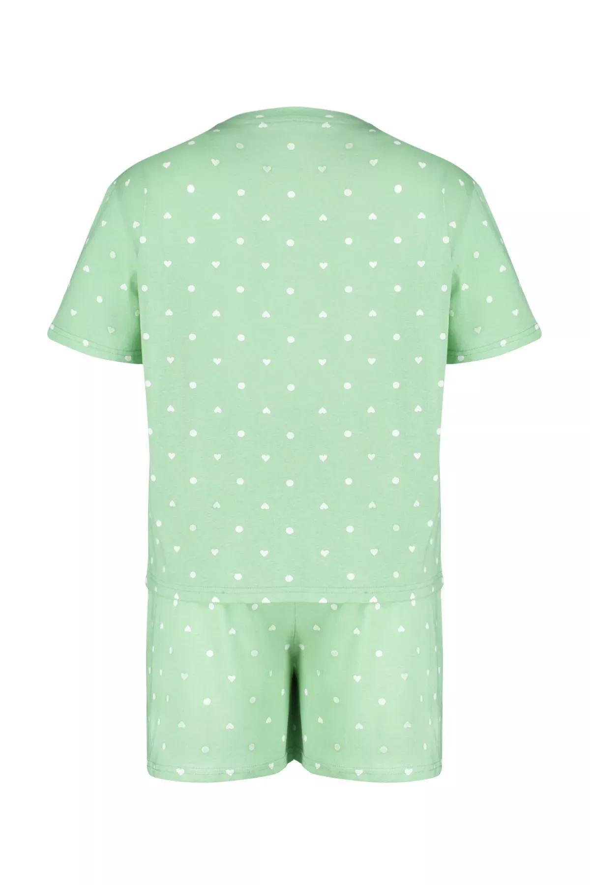 Green Heart Knit Pajamas, Mint, large image number 7