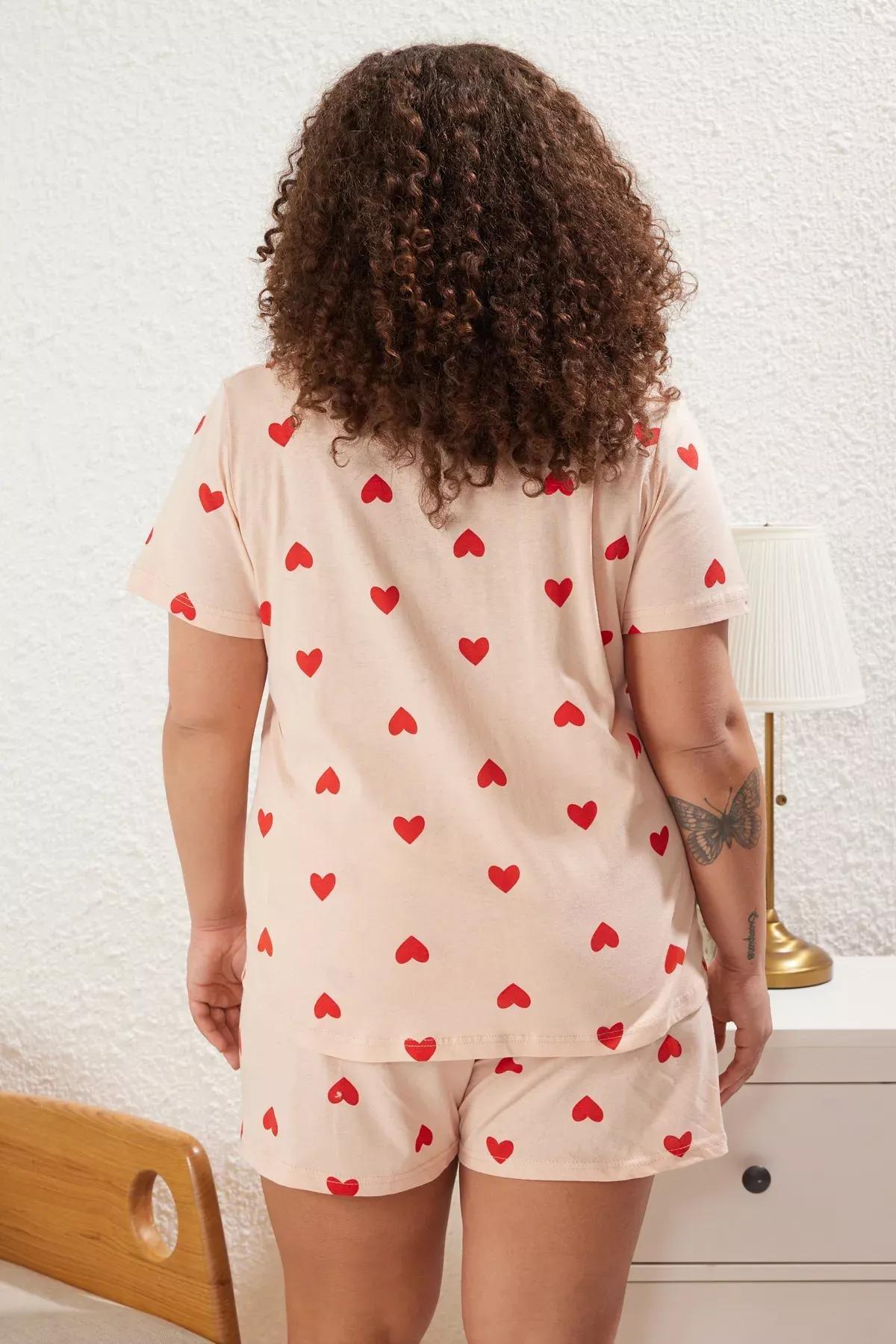 Pink Patterned Shirt Collar Knitted Pyjamas Set, LIGHT PINK, large image number 4