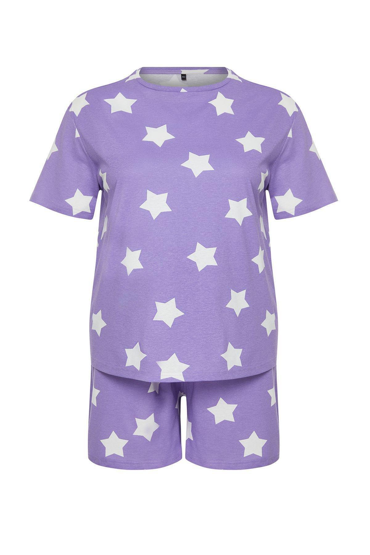 Purple Printed Knitted Pyjamas Set, Lilac, large image number 3