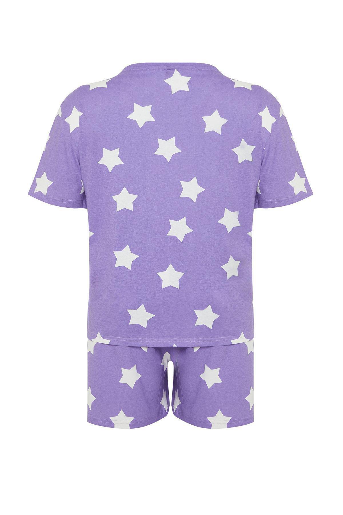 Purple Printed Knitted Pyjamas Set, Lilac, large image number 4