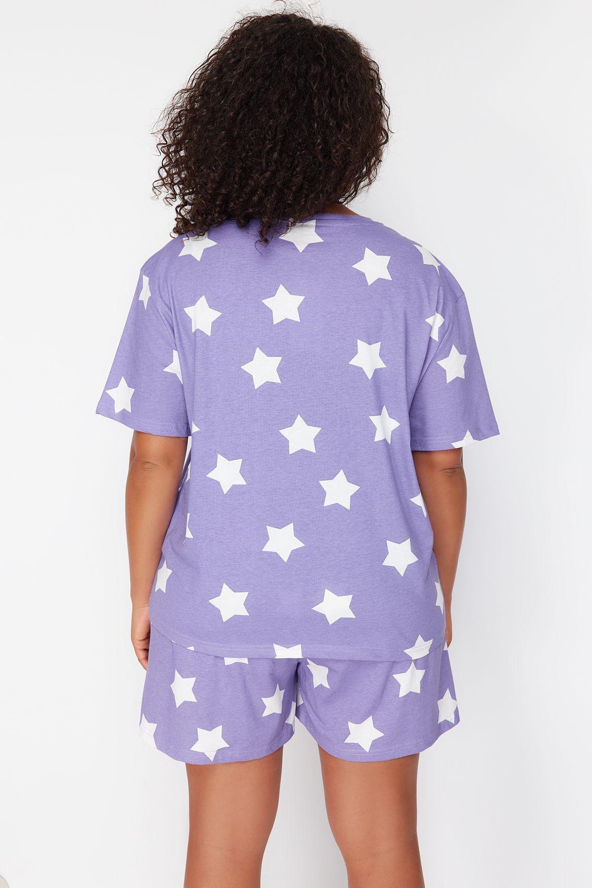 Purple Printed Knitted Pyjamas Set, Lilac, large image number 7