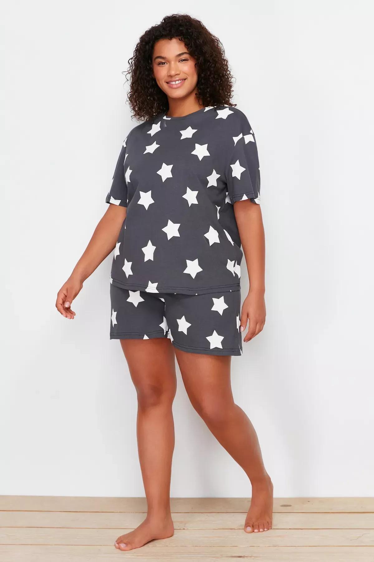 Grey Star Printed Pyjamas Set, Anthracite, large image number 0