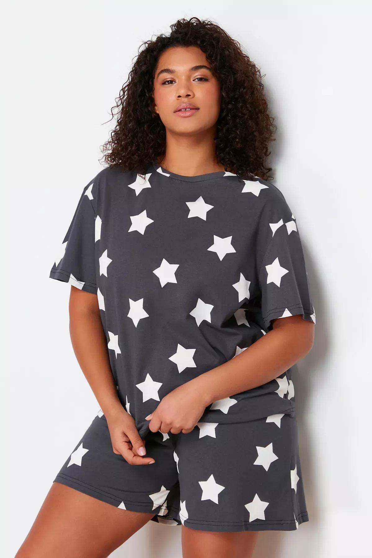 Grey Star Printed Pyjamas Set, Anthracite, large image number 1