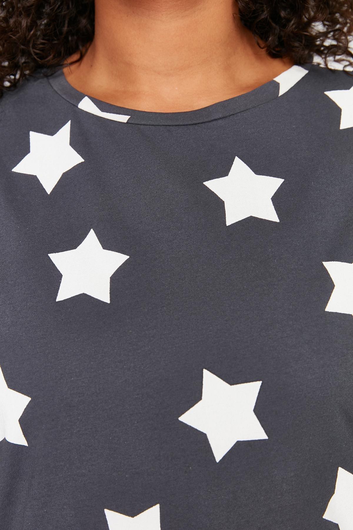 Anthracite Star Printed Knitted Pajamas Set TBBSS24AI00027, , large image number 2