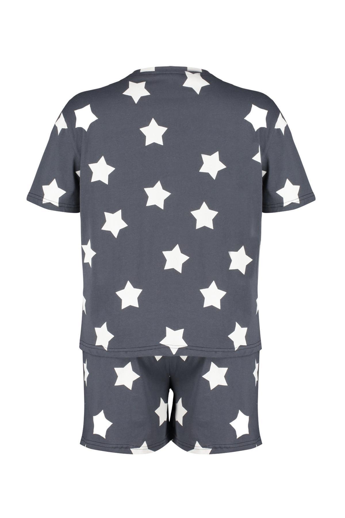 Anthracite Star Printed Knitted Pajamas Set TBBSS24AI00027, , large image number 5
