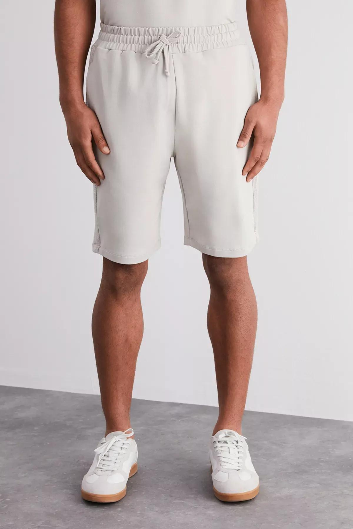 Grey Limited Edition Knitwear Shorts, STONE, large image number 4