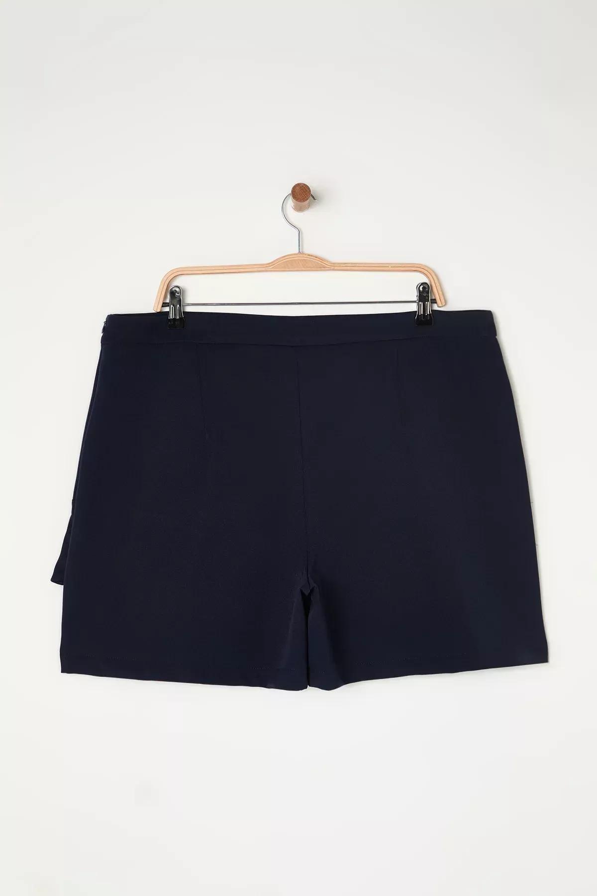 Navy High Waist Wide Leg Skirt, Indigo, large image number 3