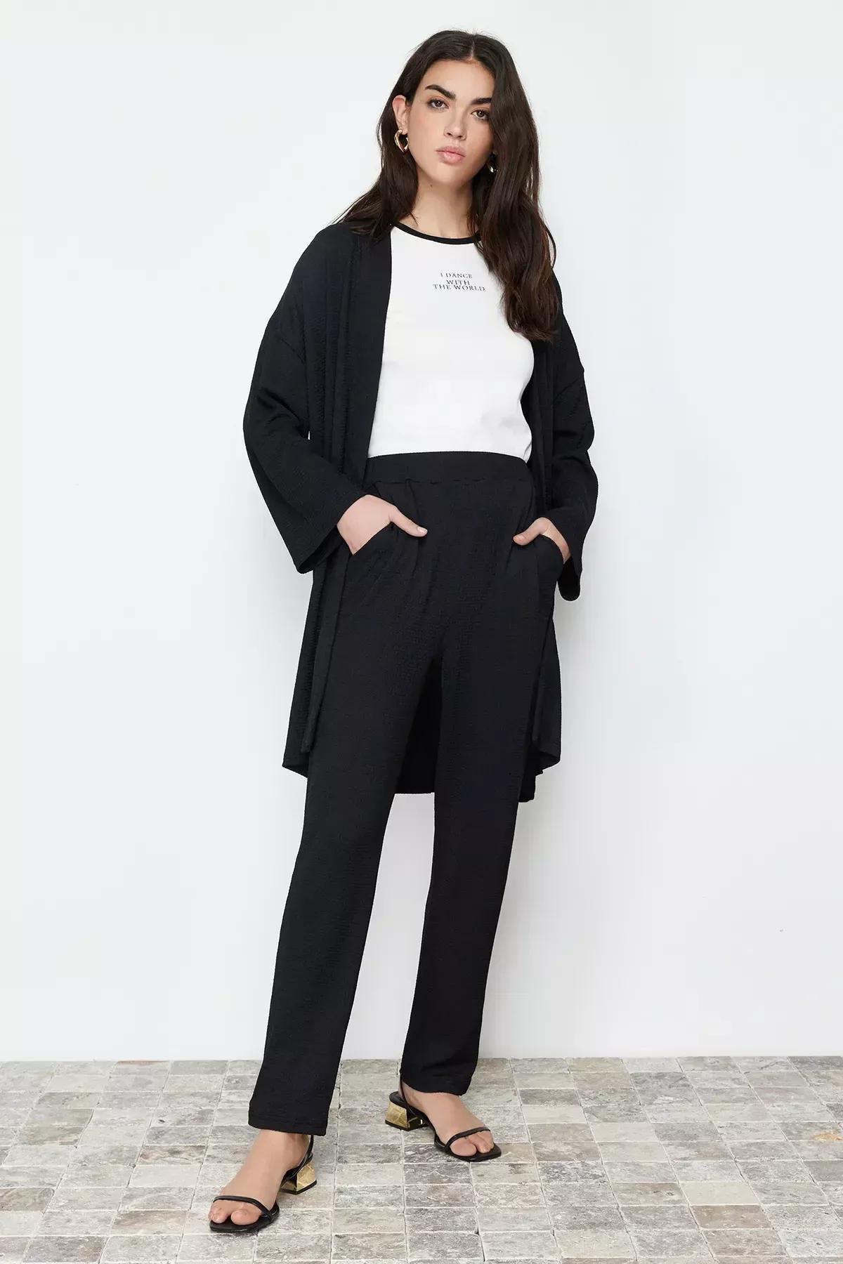 Black Knitted Co-Ord Set, BLACK, large image number 0