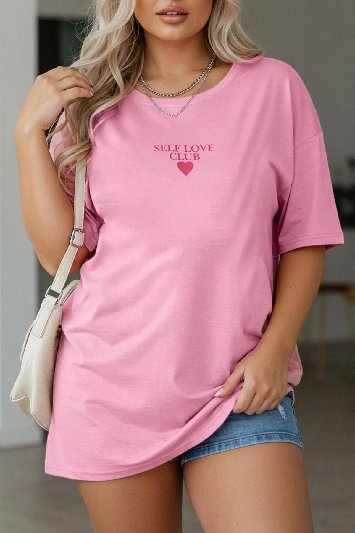 Pink Printed Oversize Knitted T-Shirt, , large image number 1