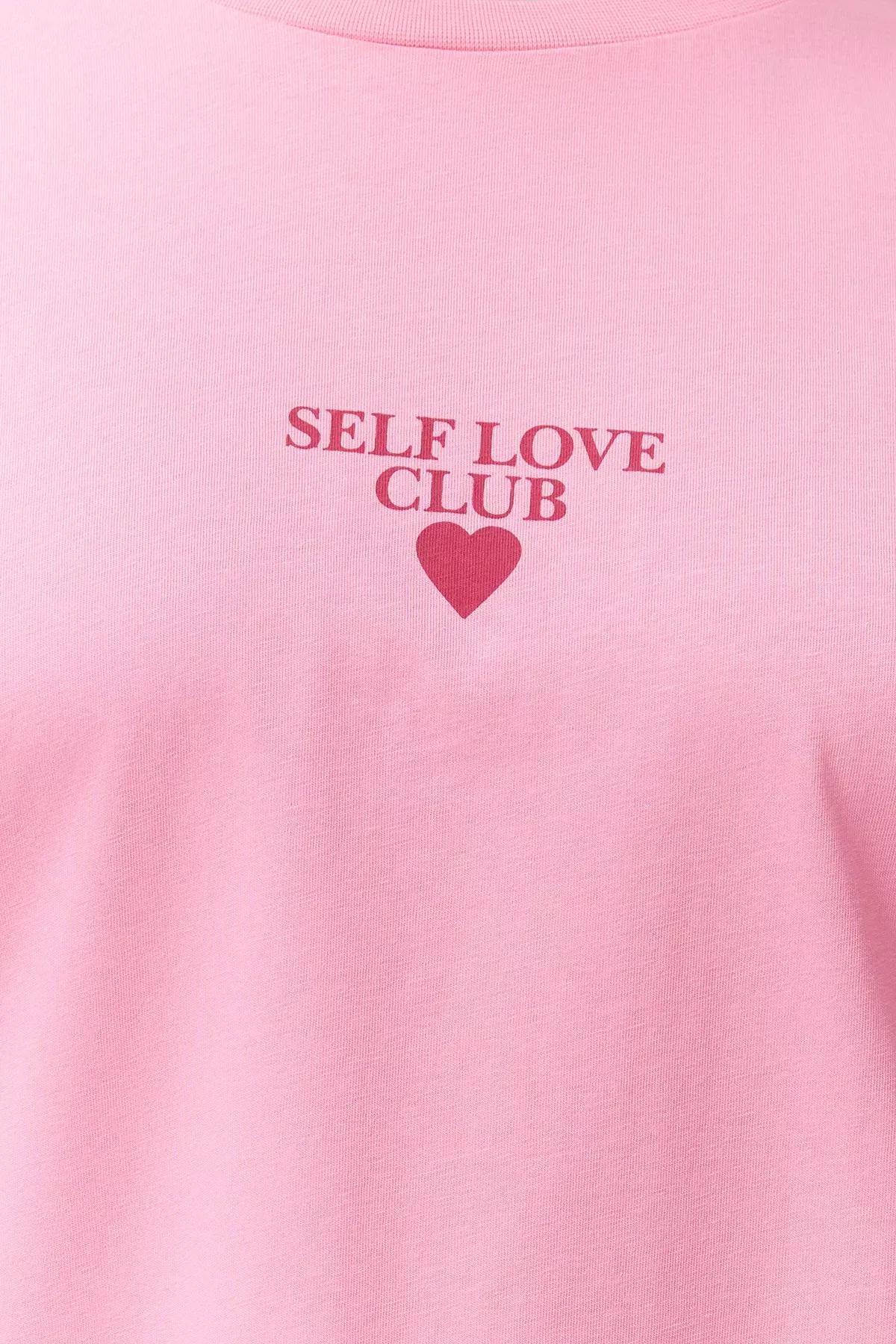 Pink Printed Oversize Knitted T-Shirt, , large image number 7