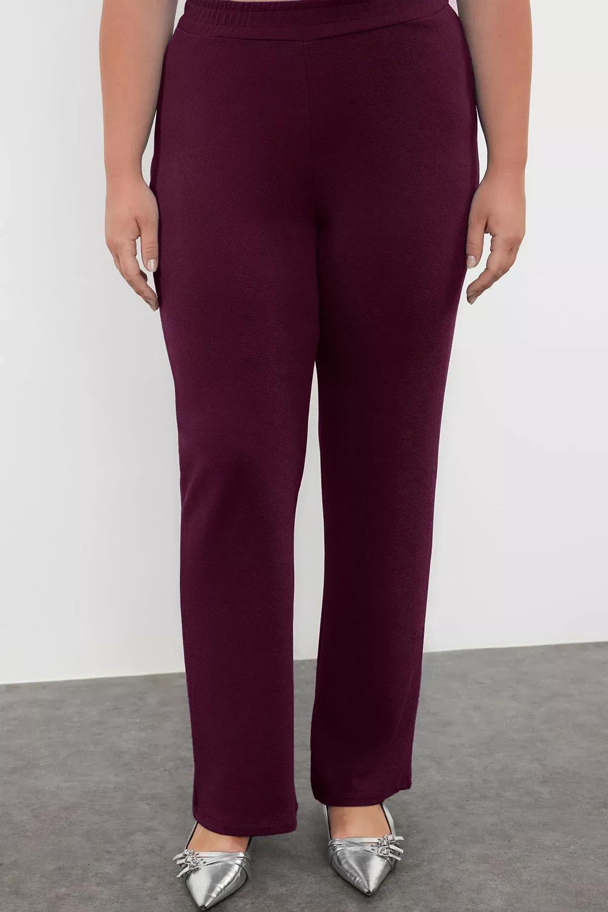 Purple Slit Detailed Knitted Co-Ord Set, Plum, large image number 1