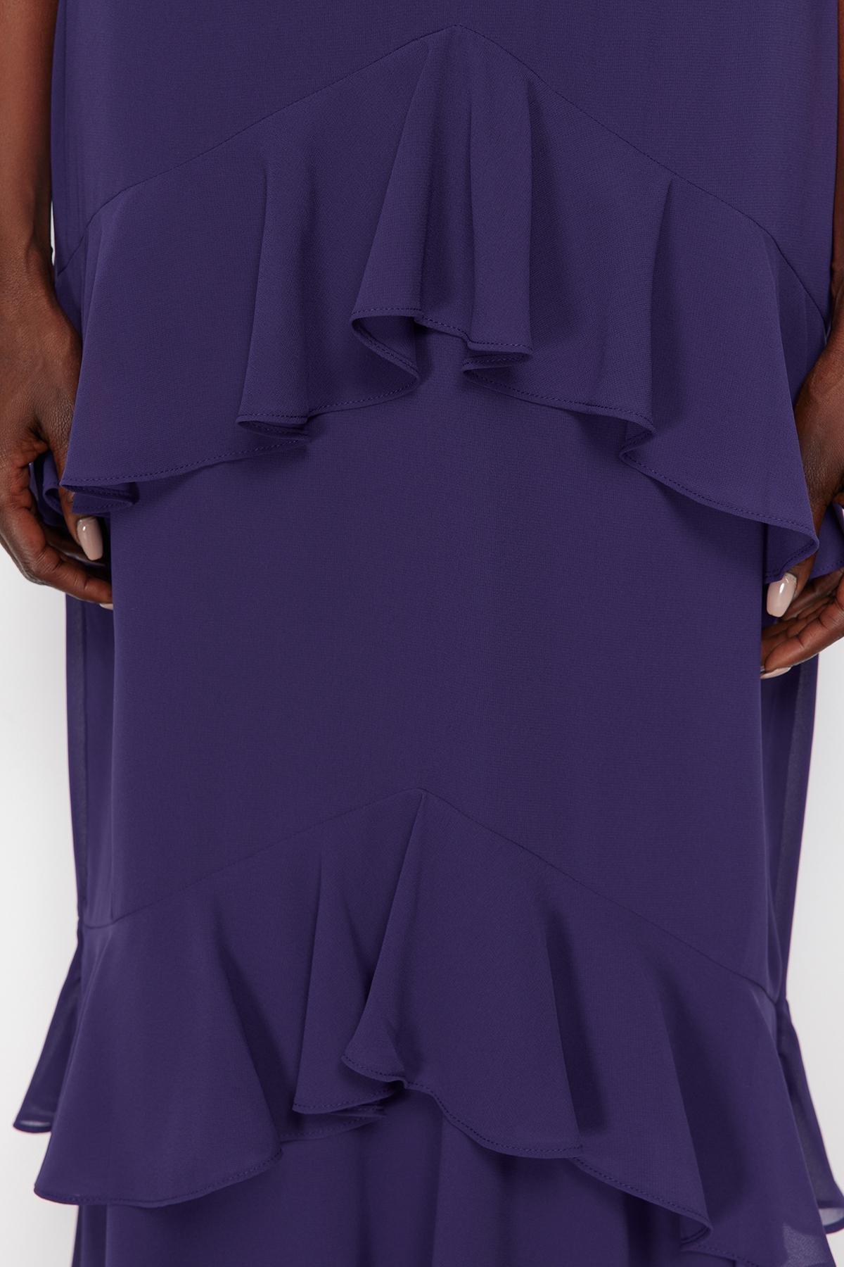 Purple Ruffle Chiffon Long Occasionwear Dress, Purple, large image number 4